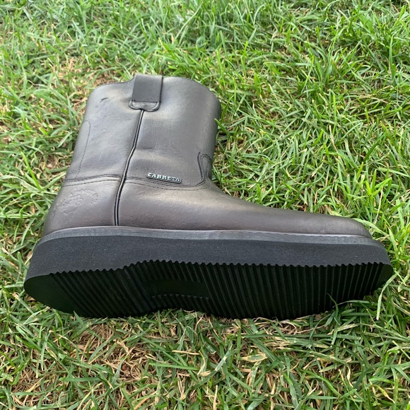 Men’s work boots very light weight black pull on leather Water and OIL Resistant - Picture 2 of 6